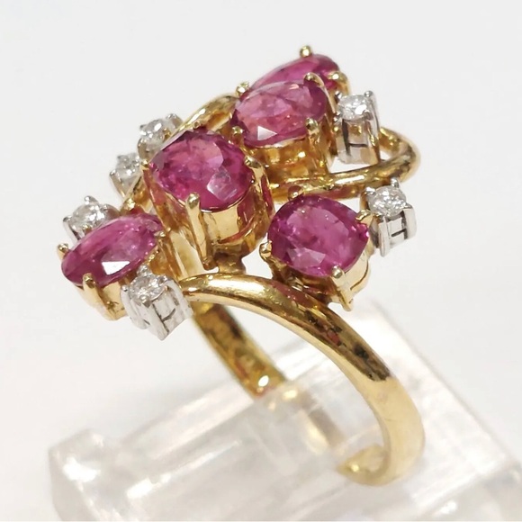 ❤️Host Pick❤️ 14K Retro Natural Ruby Diamond Ring - Elegant Midcentury Vintage - Picture 8 of 14
